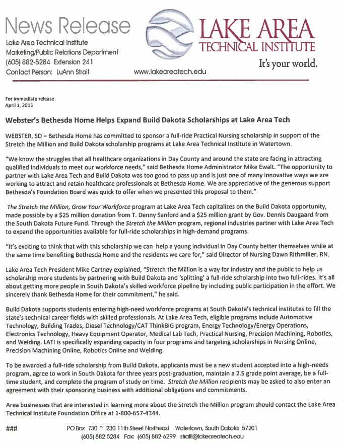 News Release April 1 2015 News Release April 1 2015
